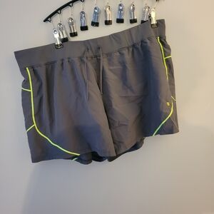 Xersion Women's Athletic Shorts in Gray with Neon Highlights